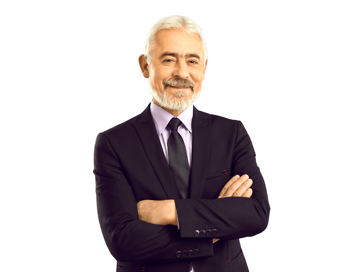 American Translations white haired senior man in smart suit, shirt and elegant tie isolated on solid purple background