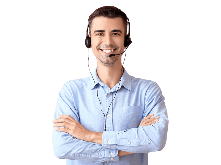 Armenian interpreting services man wearing a headset and smiling