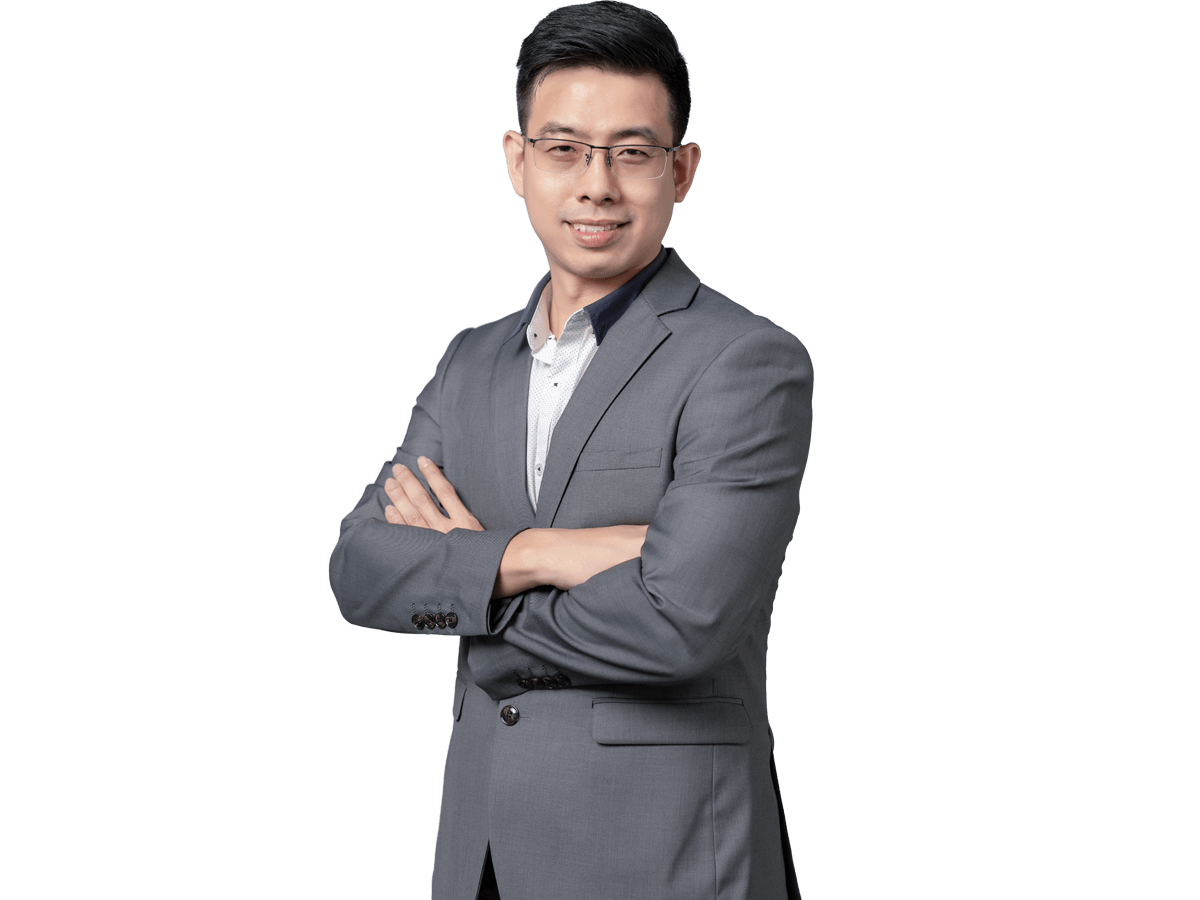 Asian translation services, Portrait of Asian businessman happy smiling in grey confident suit