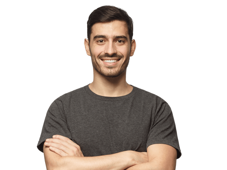 Brazilian portuguese localisation services professional smiling happily with crossed arms