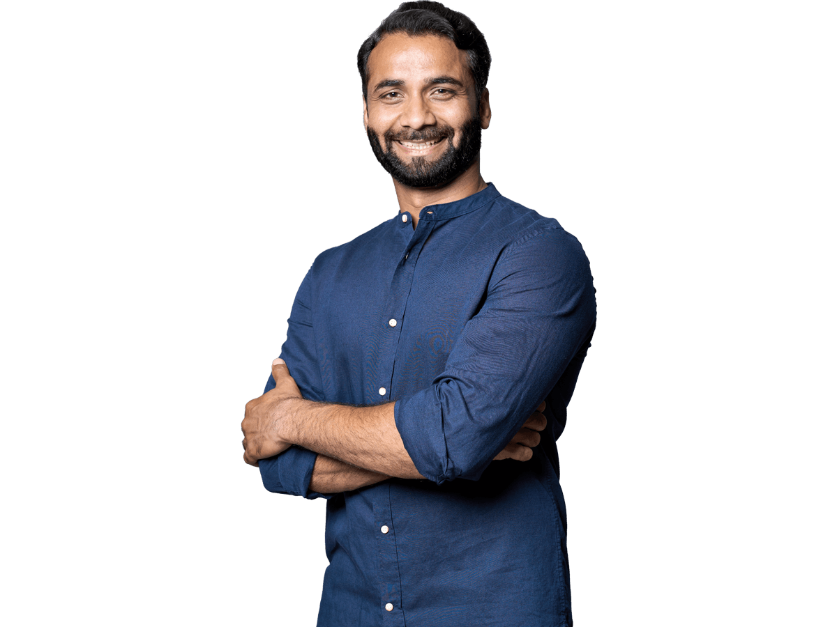 Dari transcreation services, Smiling bearded indian business man investor, happy ethnic ceo, corporate executive, professional lawyer
