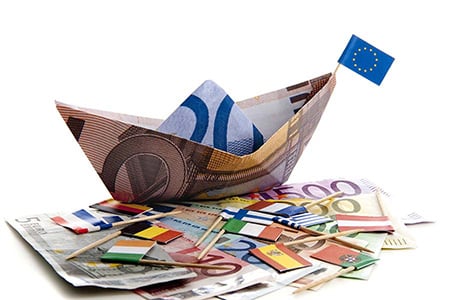 European Money Boat with Flags