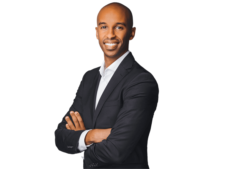 Somali transcreation services, Happy businessman isolated - handsome man standing with crossed arms